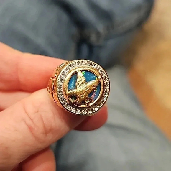 Vintage Men’s Natural Diamond Halo & Opal Eagle Ring 14k Gold Sz 8.5